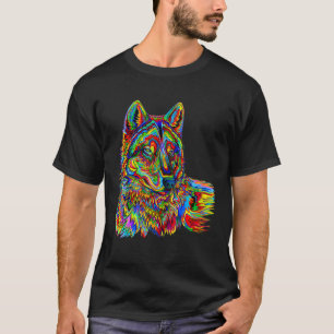 Cool Colourful Wolf face 1 T-Shirt