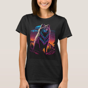Cool Colourful Wolf Outfit Illustration Graphic De T-Shirt