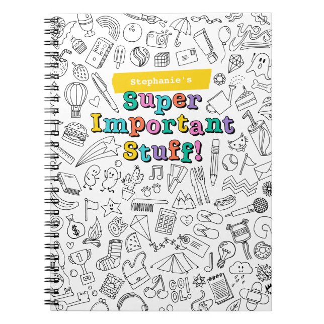 Cool Colouring personalised doodle notebook (Front)