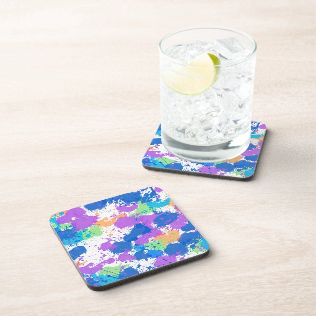 Cool Colours Abstract Splatter Paint, Blurple Coaster (Right Side)