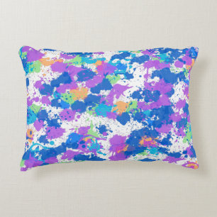 Cool Colours Abstract Splatter Paint, Blurple Decorative Cushion