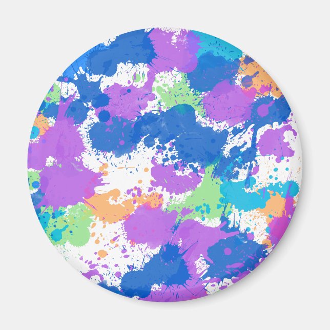 Cool Colours Abstract Splatter Paint, Blurple Magnet (Front)