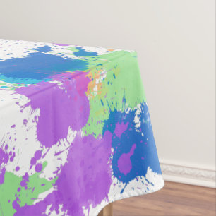 Cool Colours Abstract Splatter Paint, Blurple Tablecloth