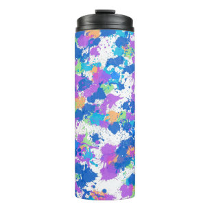 Cool Colours Abstract Splatter Paint, Blurple Thermal Tumbler