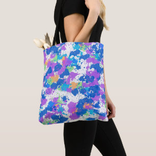 Cool Colours Abstract Splatter Paint, Blurple Tote Bag