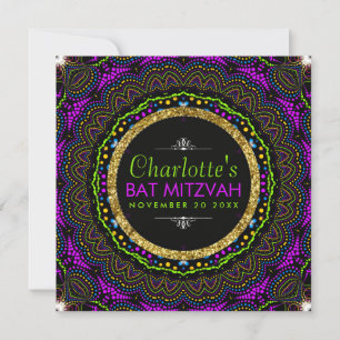Cool Colours Groovy Flower Bat Mitzvah Invitations
