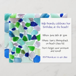 Cool Colours Sea Glass Beach Party Invitation