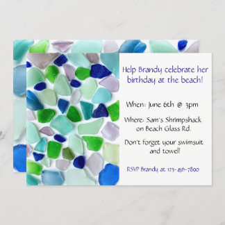 Cool Colours Sea Glass Beach Party Invitation