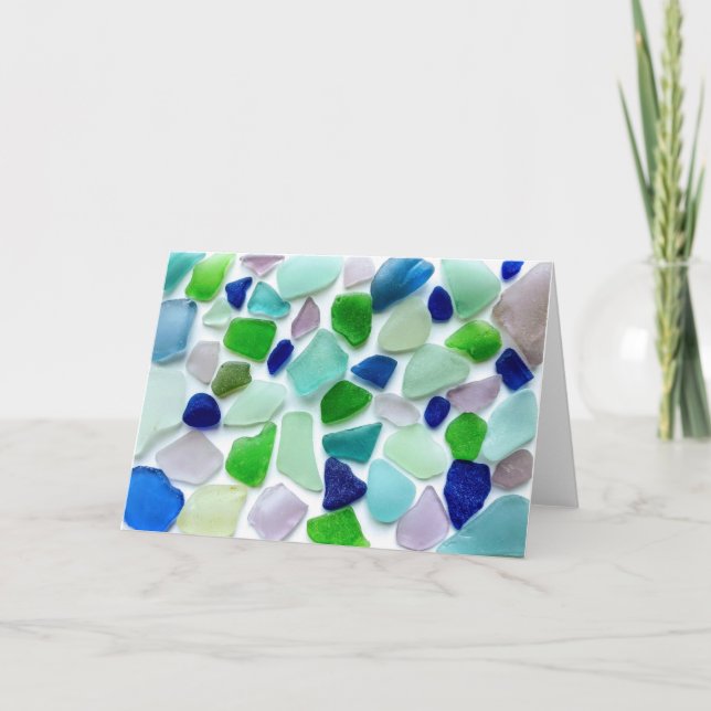 Cool Colours Sea Glass Greeting Card (Front)