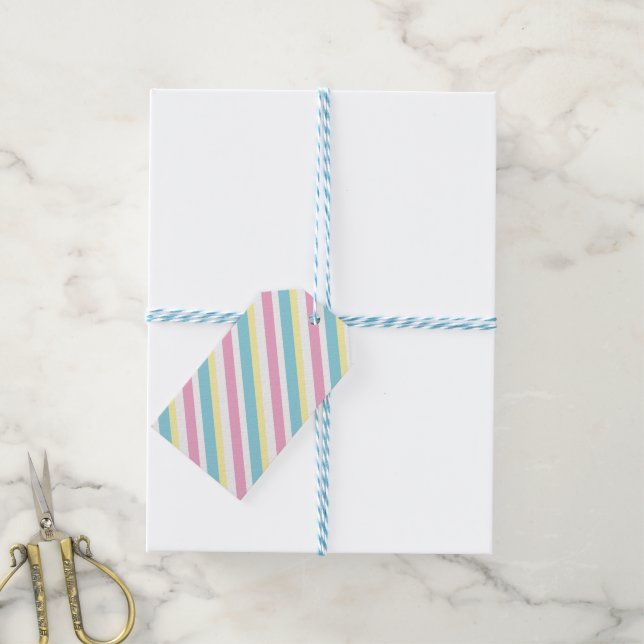 Cool Colours Stripes Pattern  Gift Tags (With Twine)