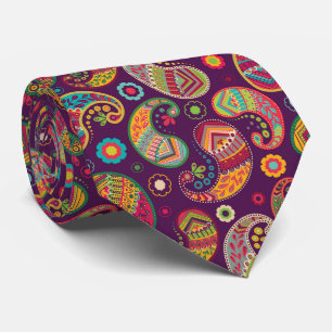 cool colours tiled paisley pattern neck tie
