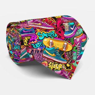 Cool comic graffiti tiled pattern tie