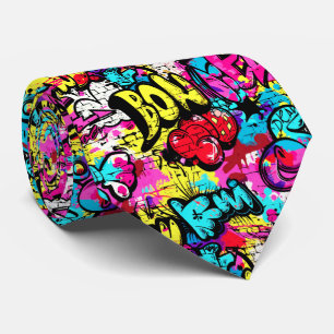 Cool comic graffiti tiled pattern  tie