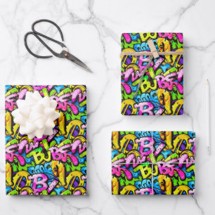 Cool comic graffiti tiled pattern  wrapping paper sheet