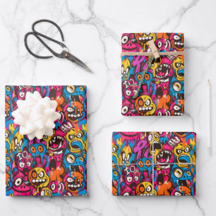 Cool comic graffiti tiled pattern wrapping paper sheet