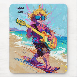 Cool comical abstract anime wake boarder guitarist mouse pad