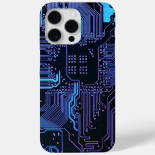Cool Computer Circuit Board Blue iPhone 15 Pro Max Case