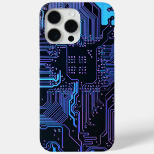 Cool Computer Circuit Board Blue iPhone 15 Pro Max Case