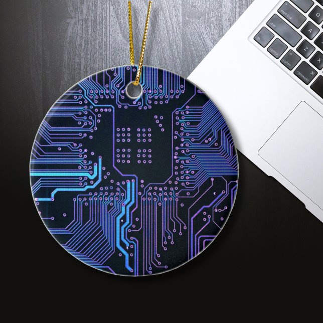 Cool Computer Circuit Board - Blue Ceramic Tree Decoration (Creator Uploaded)
