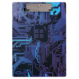 Cool Computer Circuit Board Blue Clipboard