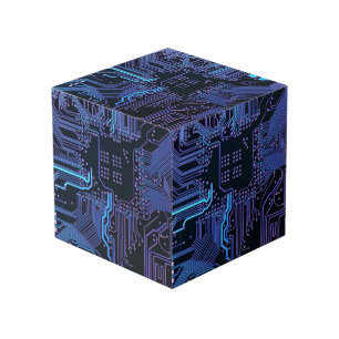 Cool Computer Circuit Board Blue Cube