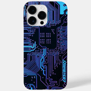 Cool Computer Circuit Board Blue Custom Case-Mate iPhone 14 Pro Max Case