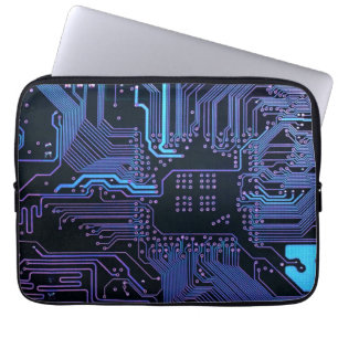 Cool Computer Circuit Board Blue Laptop Sleeve