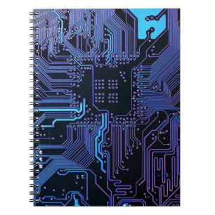 Cool Computer Circuit Board Blue Notebook