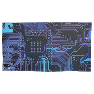 Cool Computer Circuit Board Blue Pillowcase
