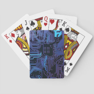Cool Computer Circuit Board Blue Playing Cards