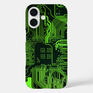 Cool Computer Circuit Board Green iPhone 16 Case