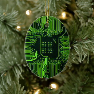 Cool Computer Circuit Board - Green Ceramic Ornament