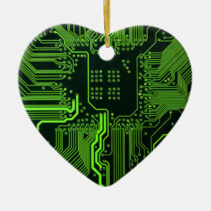 Cool Computer Circuit Board Green Ceramic Tree Decoration