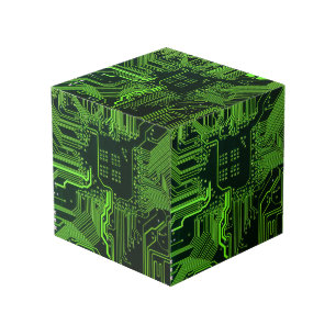 Cool Computer Circuit Board Green Cube