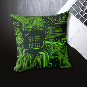 Cool Computer Circuit Board Green Cushion