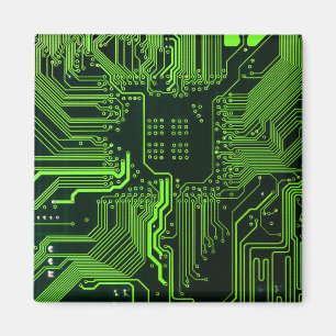 Cool Computer Circuit Board Green Magnet