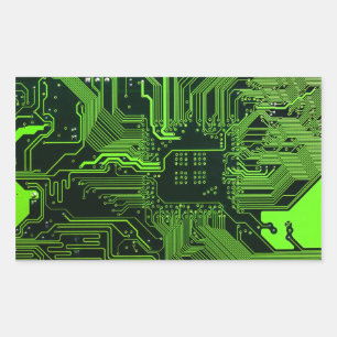 Cool Computer Circuit Board Green Rectangular Sticker