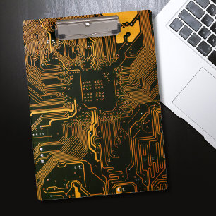 Cool Computer Circuit Board Orange Clipboard