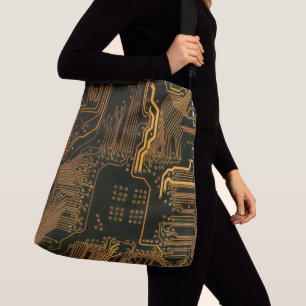 Cool Computer Circuit Board Orange Crossbody Bag