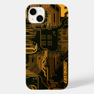 Cool Computer Circuit Board Orange Custom Case-Mate iPhone 14 Plus Case