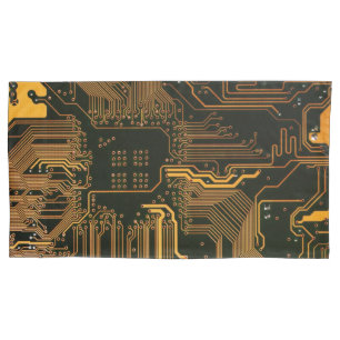 Cool Computer Circuit Board Orange Pillowcase