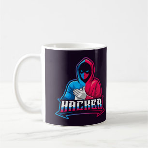 Cool Computer Hacker Cartoon Drawing Coffee Mug