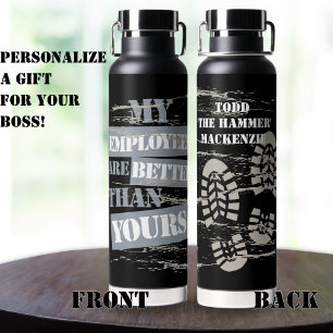 Cool Construction Boss Name Nickname Water Bottle