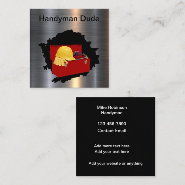 Cool Construction Handyman Remodeling Square Business Card (Front/Back)
