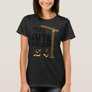 Cool Construction Vehicle 4th Birthday 4 Year Old T-Shirt