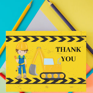 Cool Construction Vehicle Excavator Kids Thank You Postcard
