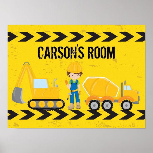 Cool Construction Vehicle Kid Custom Boys Room Poster (Front)
