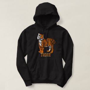 Cool contrast good job of tiger illustration black hoodie