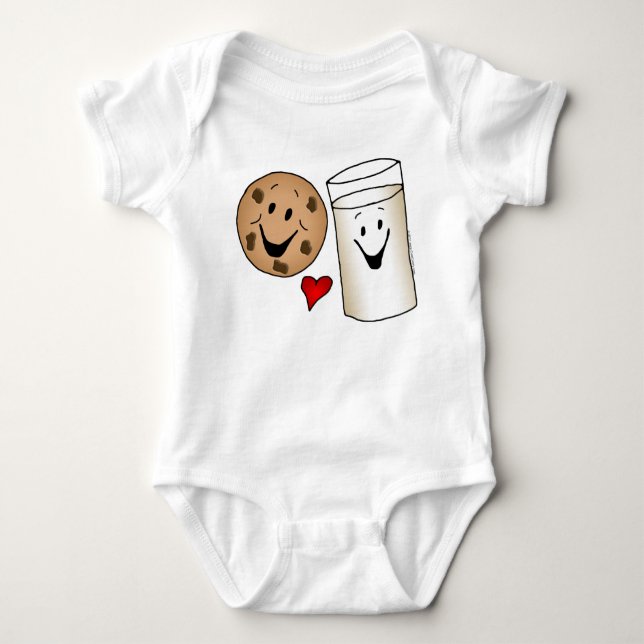 Cool Cookies and Milk Friends Cartoon Baby Bodysuit (Front)