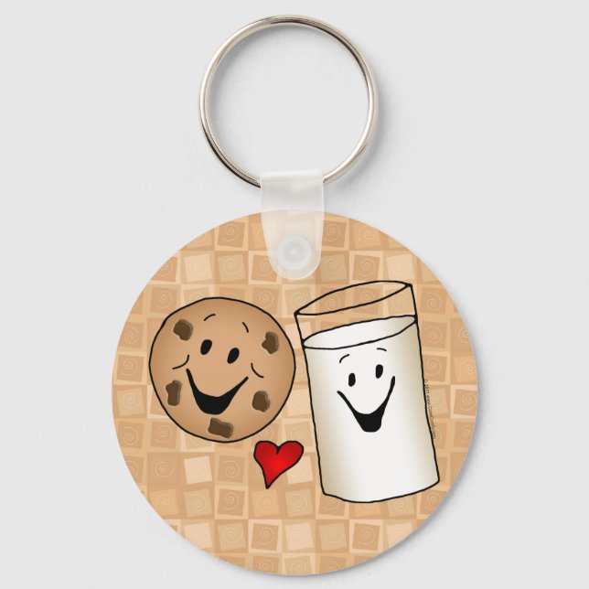 Cool Cookies and Milk Friends Cartoon Key Ring (Front)